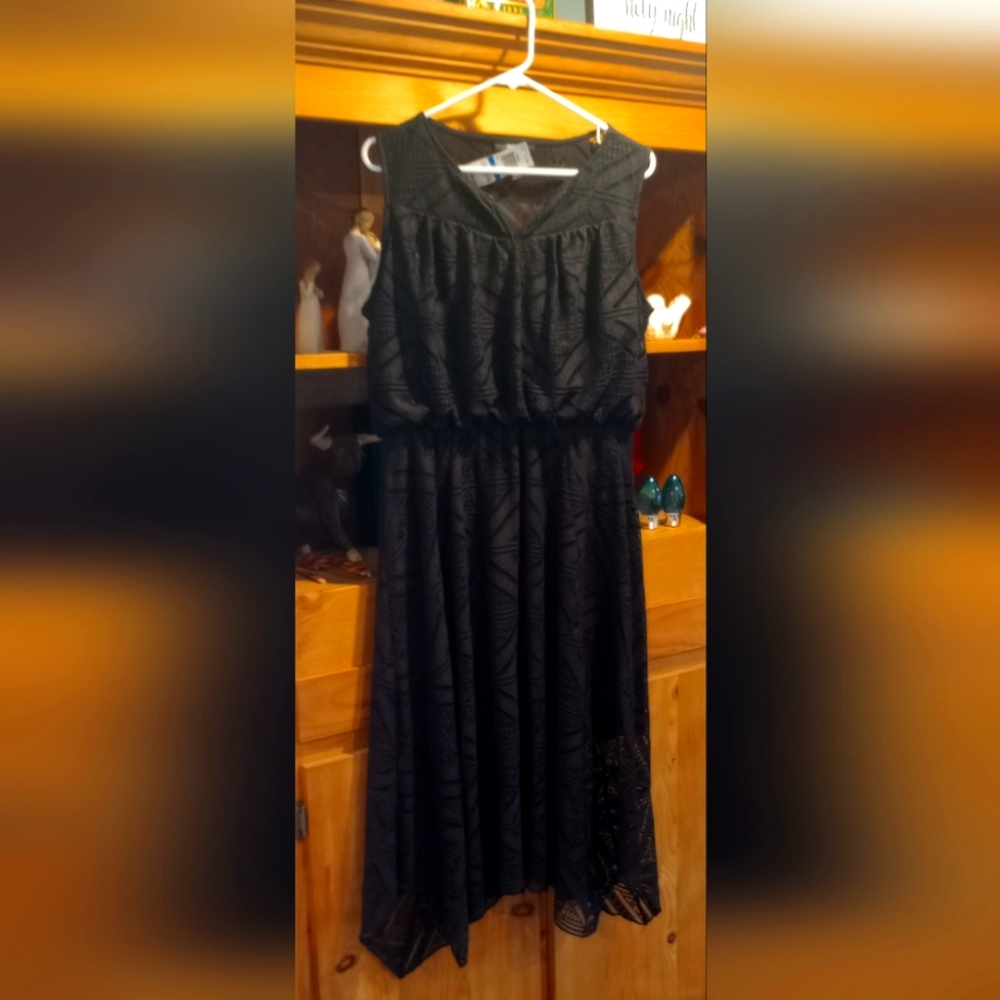 Style & Co Black Lace Hankercheif Dress